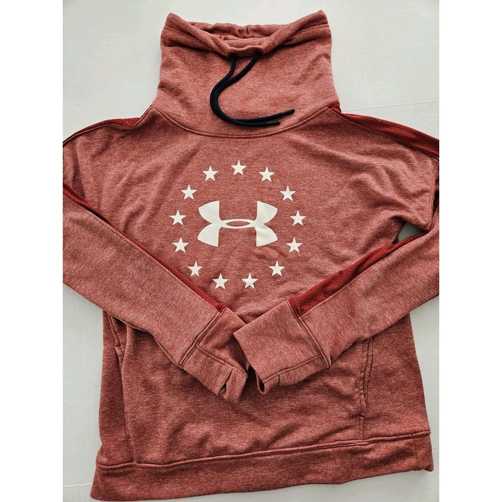 Under Armour Funnel Neck Hoodie, Burnt Orange Women Size S Loose Dolman